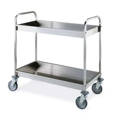 Stainless steel trolley 2 tray shelves