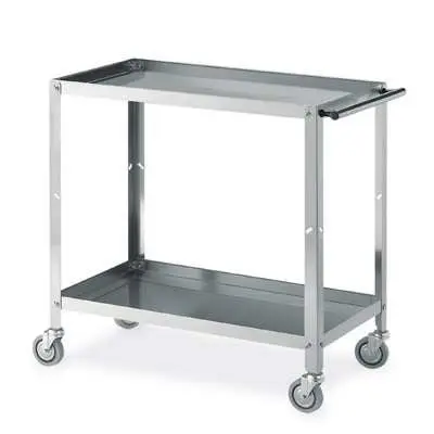 Stainless steel trolley 2 shelves stamped