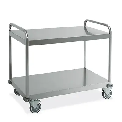 Stainless steel trolley 2 flat shelves