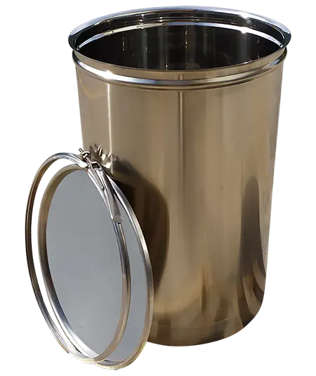 Fusto inox con coperchio piano e serraglio clamp