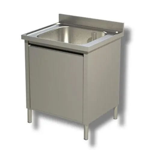 Stainless steel washbasin with hinged door