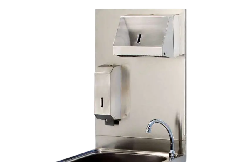 Stainless steel washbasin option - Accessorized rear backsplash