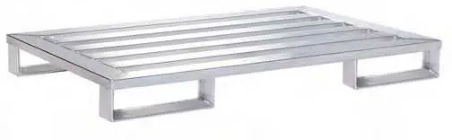 Stainless steel pallet with short skids