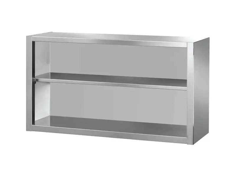 Open stainless steel wall unit, 2 shelves