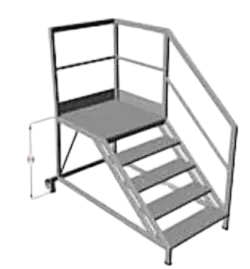 5-step ladder at 45° + platform with protections AISI 304