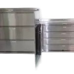 Front view table with format change drawers