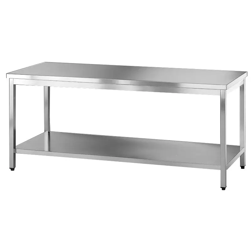 Stainless steel table with lower shelf